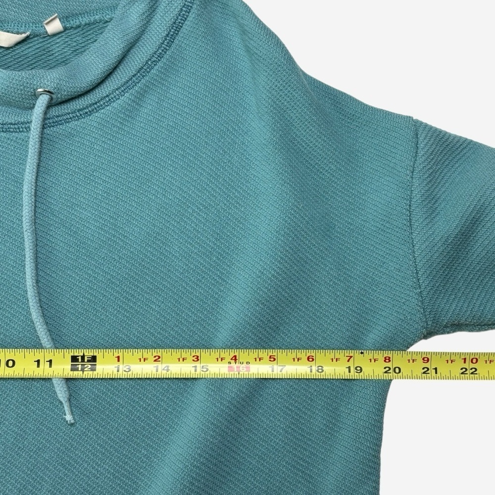 Soft Surroundings Drawstring Neck Tunic Top Size M Cotton Knit Teal Blue - Picture 5 of 10